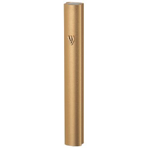 Picture of Aluminum Mezuzah Case Metal Shin Gold 15cm